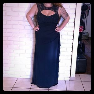 Navy Blue Floor Length Gown